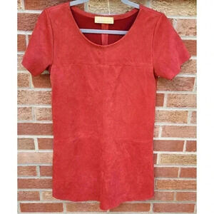 Vintage How. Very. Loved. Orange Mini Dress Women's Size Small Suede Raw Hem